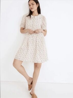 Madewell Collared Puff-Sleeve Mini Dress in Piccola Floral Size 6
